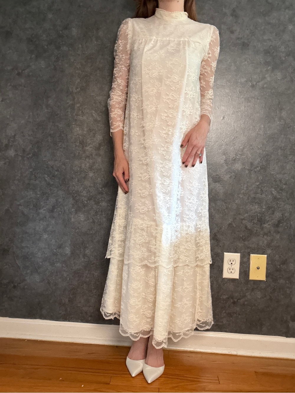 Vintage 1970s Good Times Hawaii Lace Wedding Dress